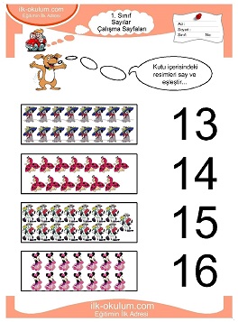 Çocuklar İçin Sayılar Çalışma Sayfaları 